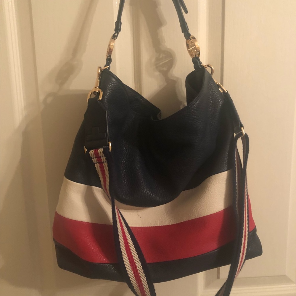 Red white and blue Tory handbag